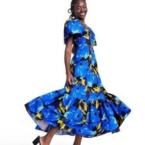Christopher John Rogers Target Collab Blue Floral Dress Size 10